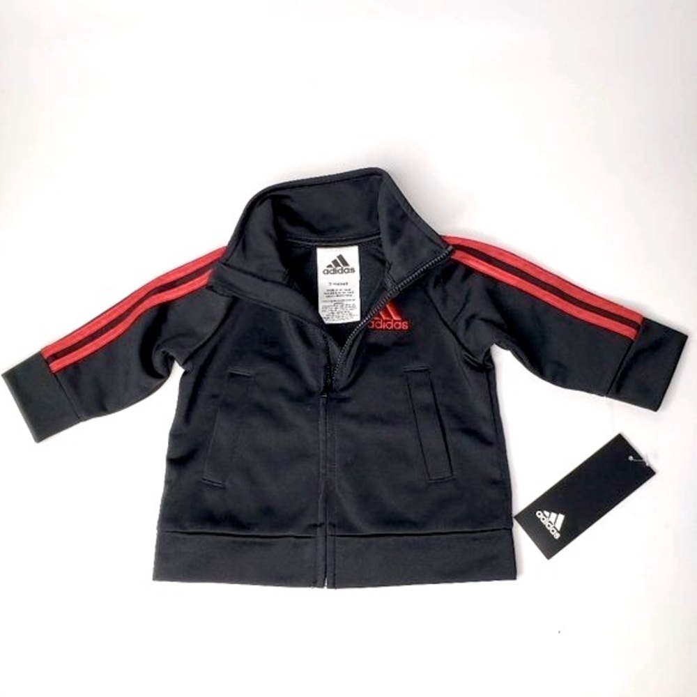 NWT Adidas Kids Red Stripe Track Style Zip Up Jacket Streetwear Activewear 3M